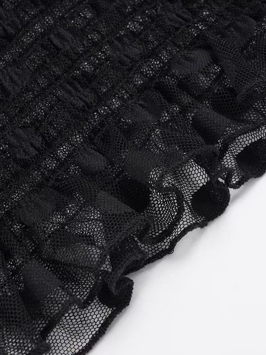 Brick Lane Asymmetric Off-Shoulder Lace Knit Tube Top - Black