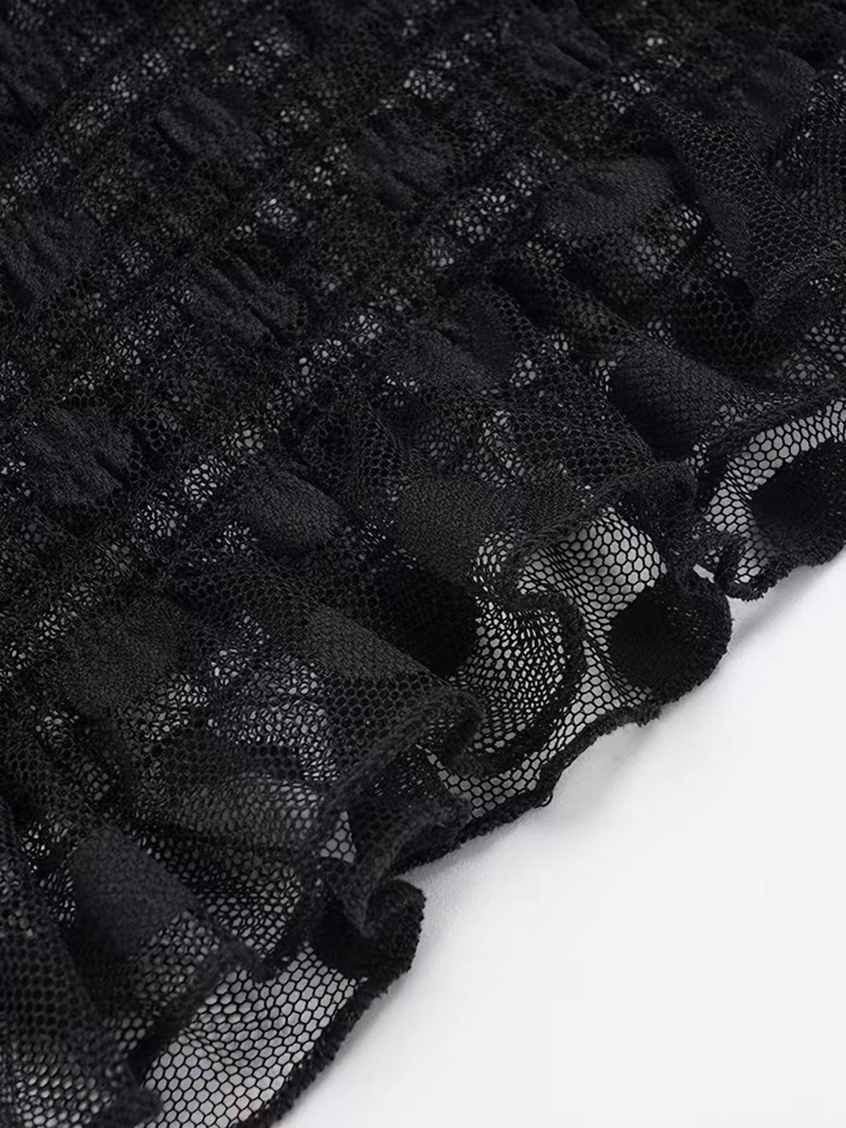Brick Lane Asymmetric Off-Shoulder Lace Knit Tube Top - Black