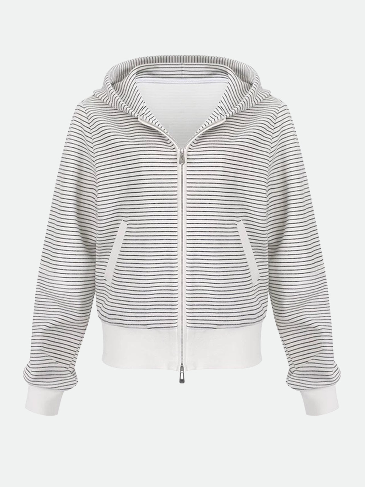 Off-Duty Stripe Hoodie Jacket – Black White