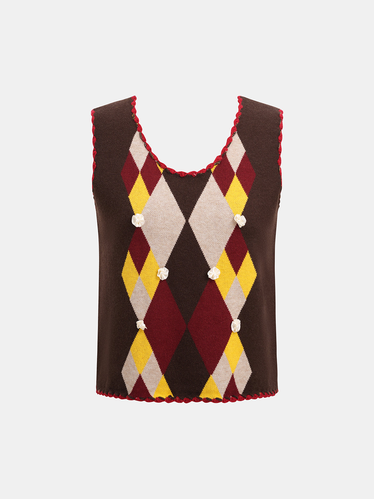 Diamond Court Knit Tank – Burgundy Mix