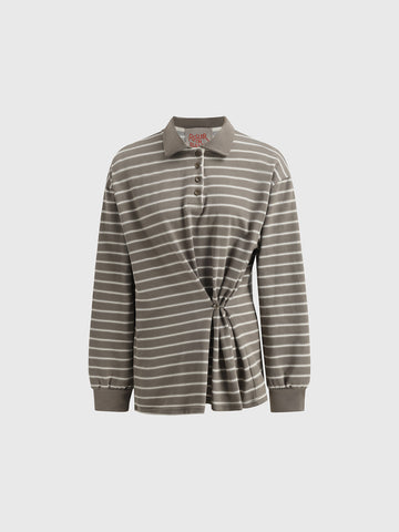 Stripe Mood Sweatshirt - Taupe Brown