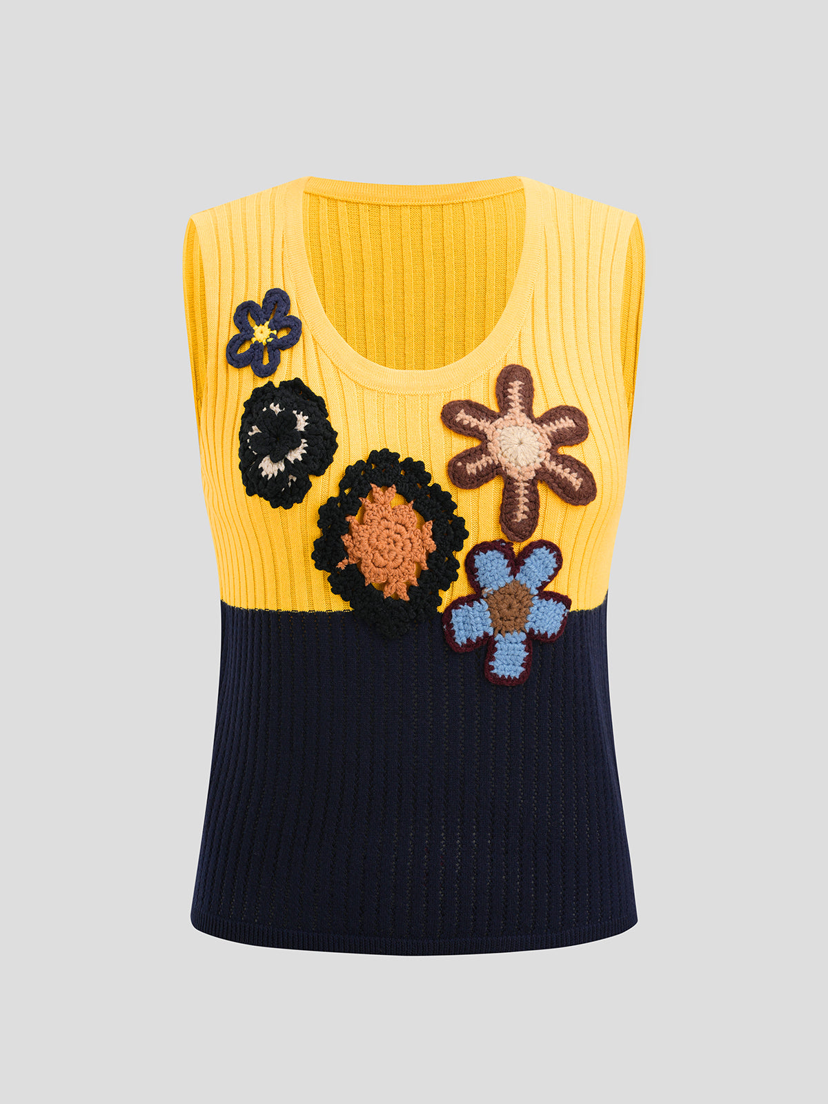 Flower Patch Knit Tank – Yellow Navy