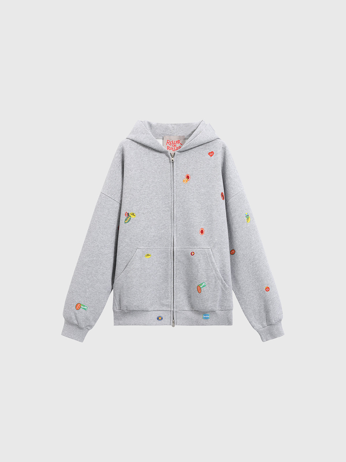 Doodle Zip Hoodie - Cloud Grey