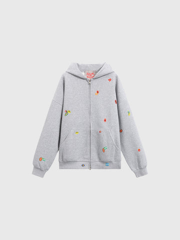 Doodle Zip Hoodie - Cloud Grey