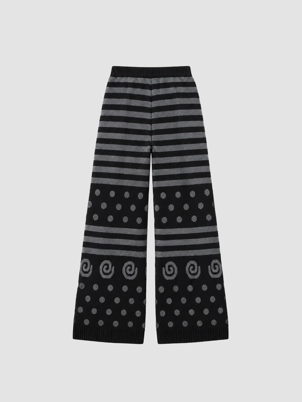 Brick Lane Horizontal Striped Wide-Leg Maxi Pants - Black/White