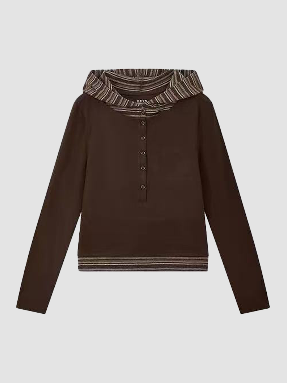 Brick Lane Semi-Sheer Distressed Knit Long Sleeve Top - Brown