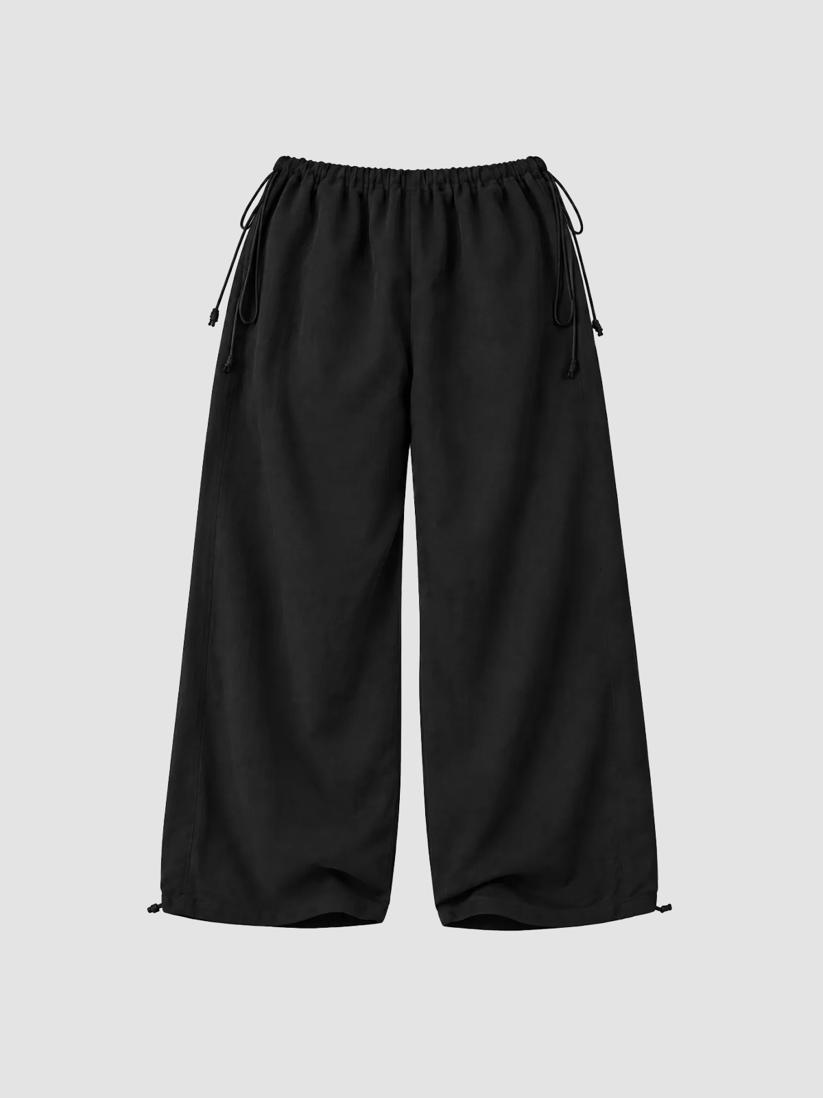 Brick Lane Wide-leg Minimalist Drawstring Sweatpants Maxi Pants - Black