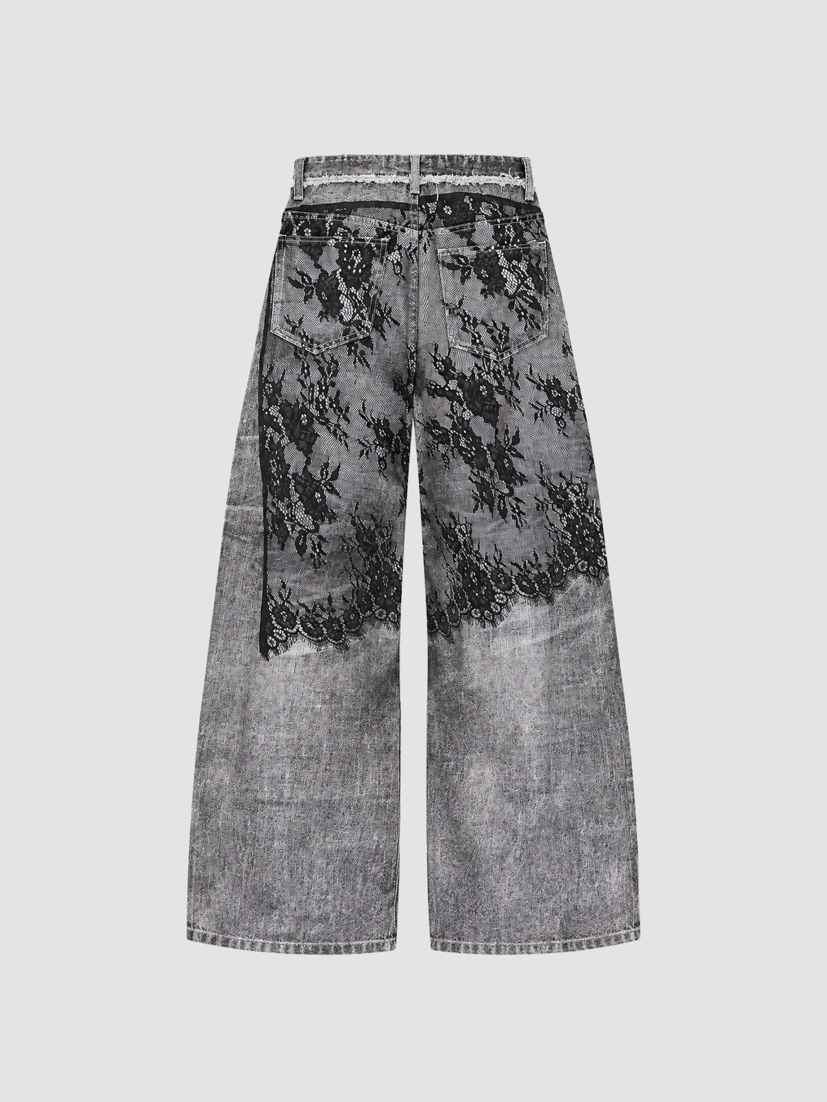 Brick Lane Wide-leg Graphic Print Washed Maxi Pants - Charcoal