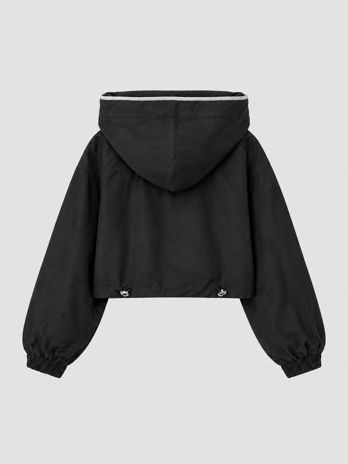 Weekday Outdoor Zip-Up Cropped Hooded Utility Jacket - Black
