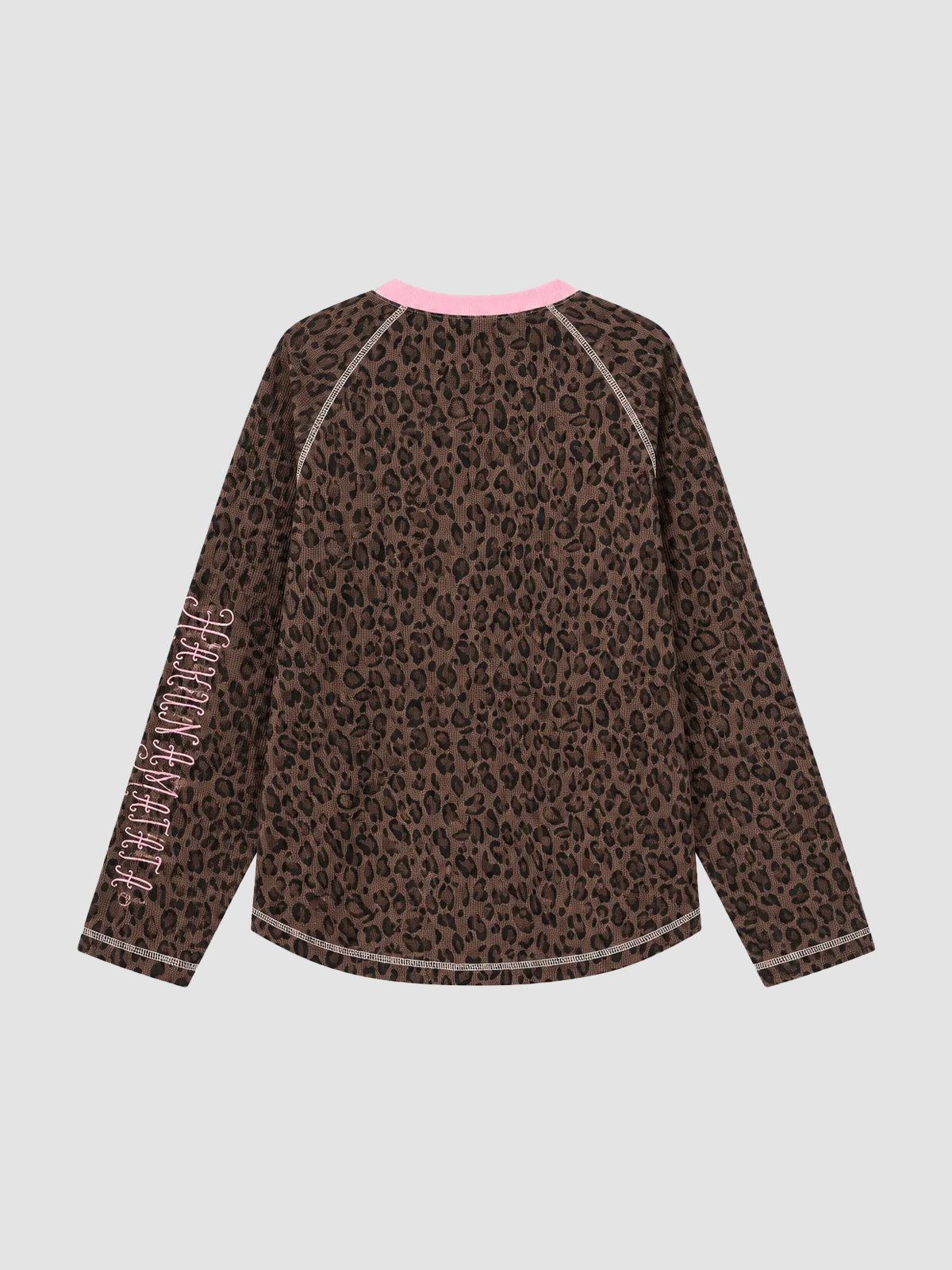 Brick Lane Patterned Crewneck Long Sleeve Knit Top - Brown