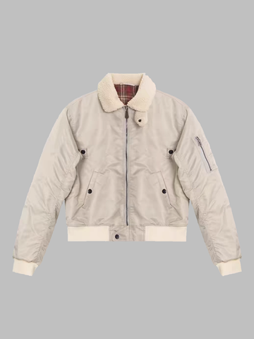 Weekday Outdoor Sherpa Collar Zip-Up Utility Jacket - Cream