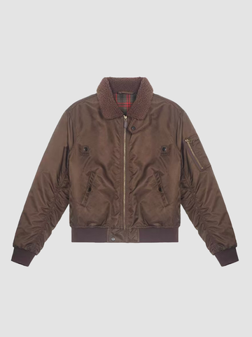 Weekday Outdoor Faux Suede Sherpa Collar Utility Jacket - Brown