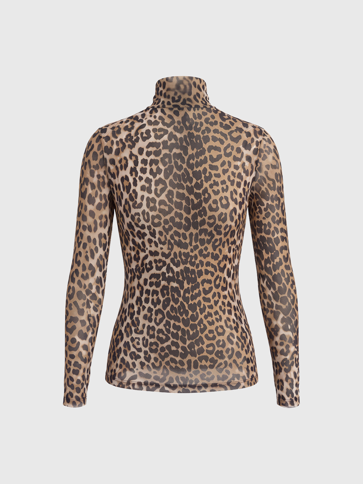 Co-ed Dorm Skimming Leopard Turtleneck Top - Brown