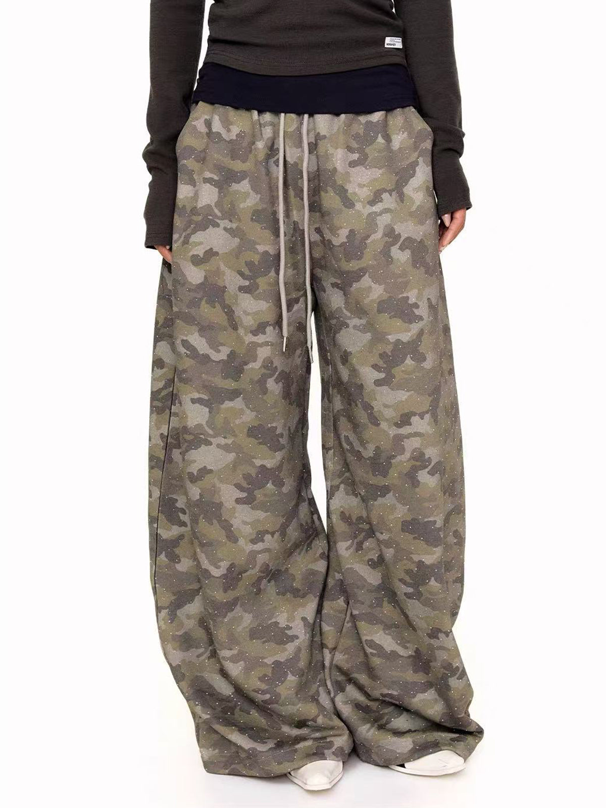 Weekday Outdoor Wide-leg Camouflage Cargo Maxi Pants - Grey