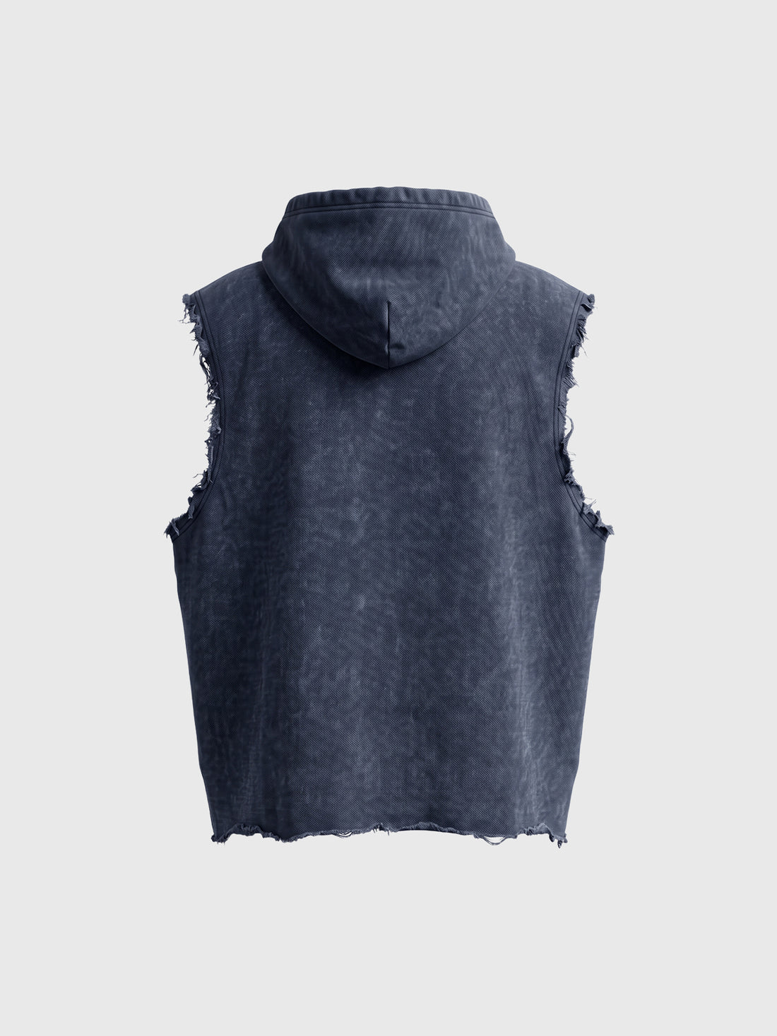 Co-ed Dorm Baggy Washed Hooded Tank Top - Blue