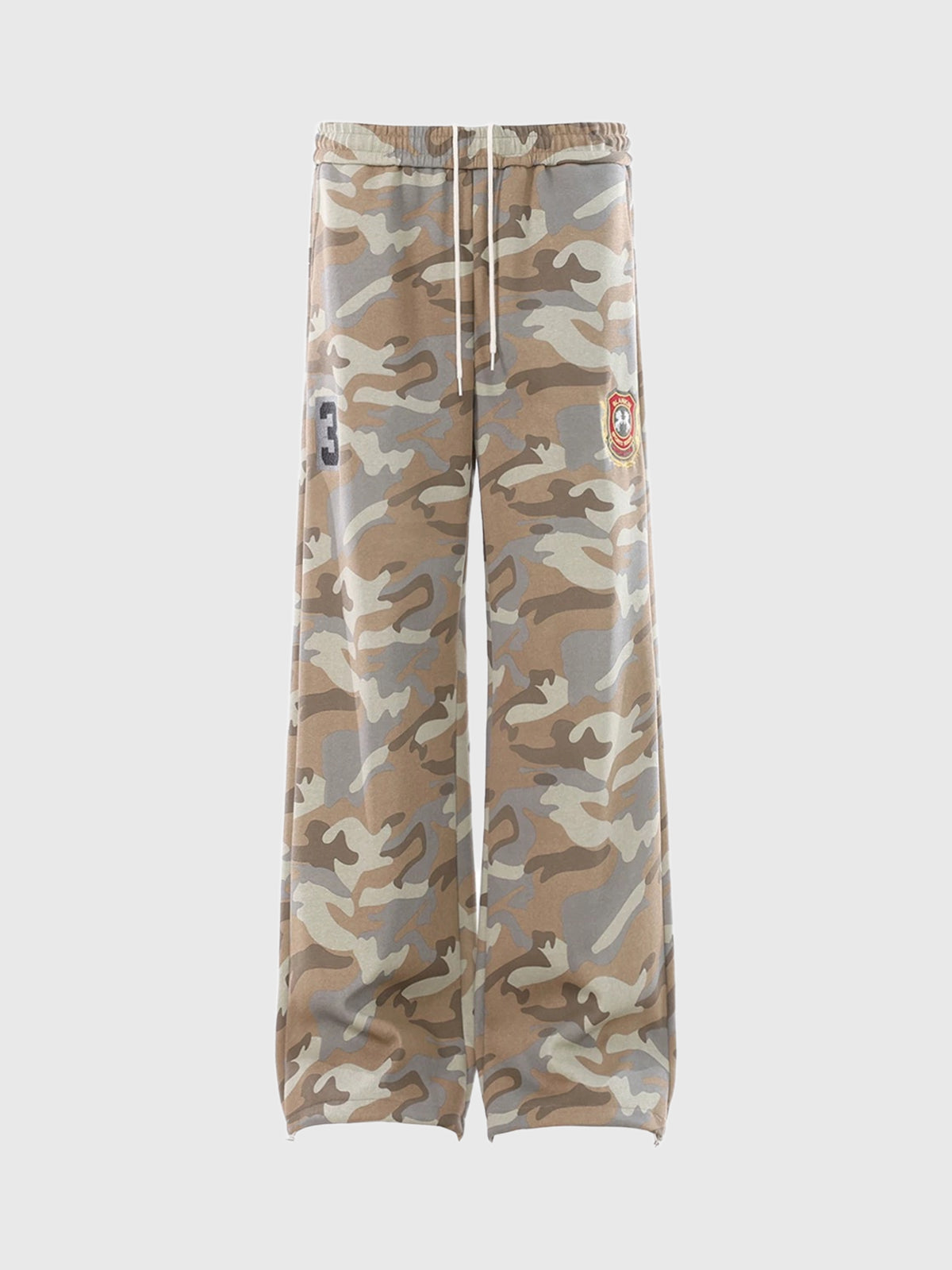 Co-ed Dorm Wide-leg Camouflage Pants - Beige