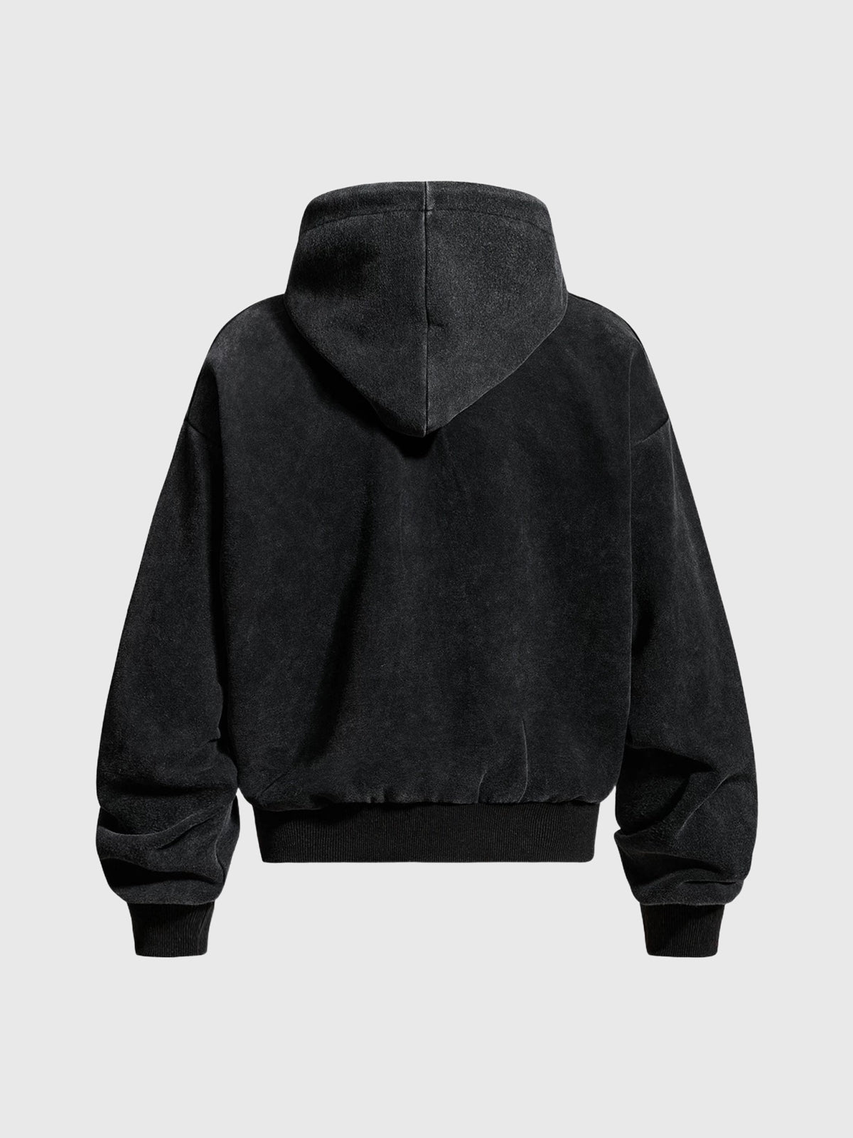 Co-ed Dorm Baggy Star Zip-up Hoodie - Black