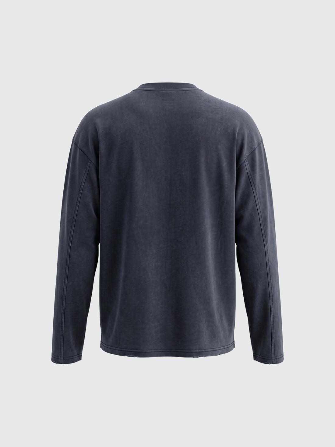 Co-ed Dorm Baggy Washed Split-Neck Sweatshirt - Blue