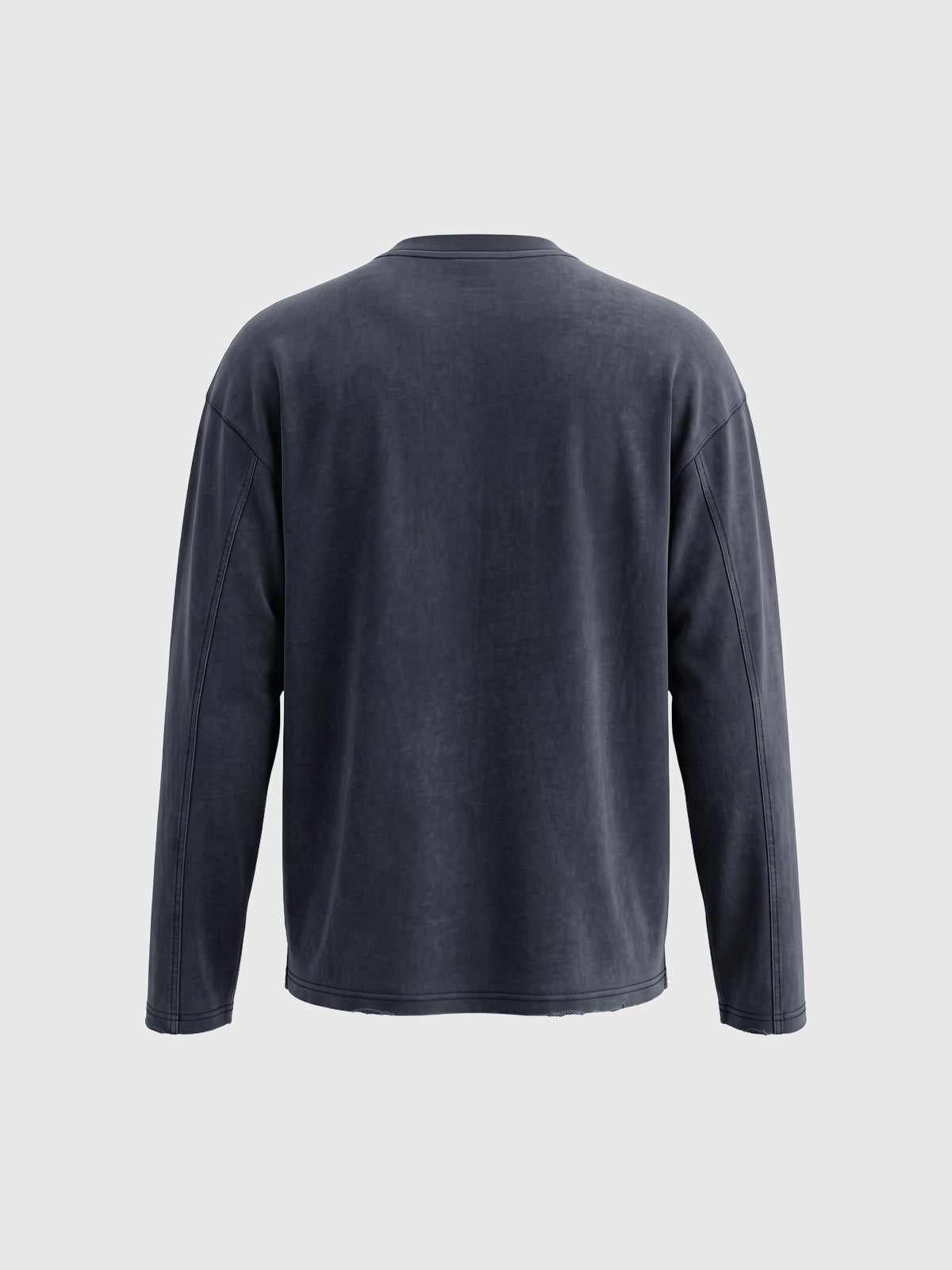 Co-ed Dorm Baggy Washed Split-Neck Sweatshirt - Blue