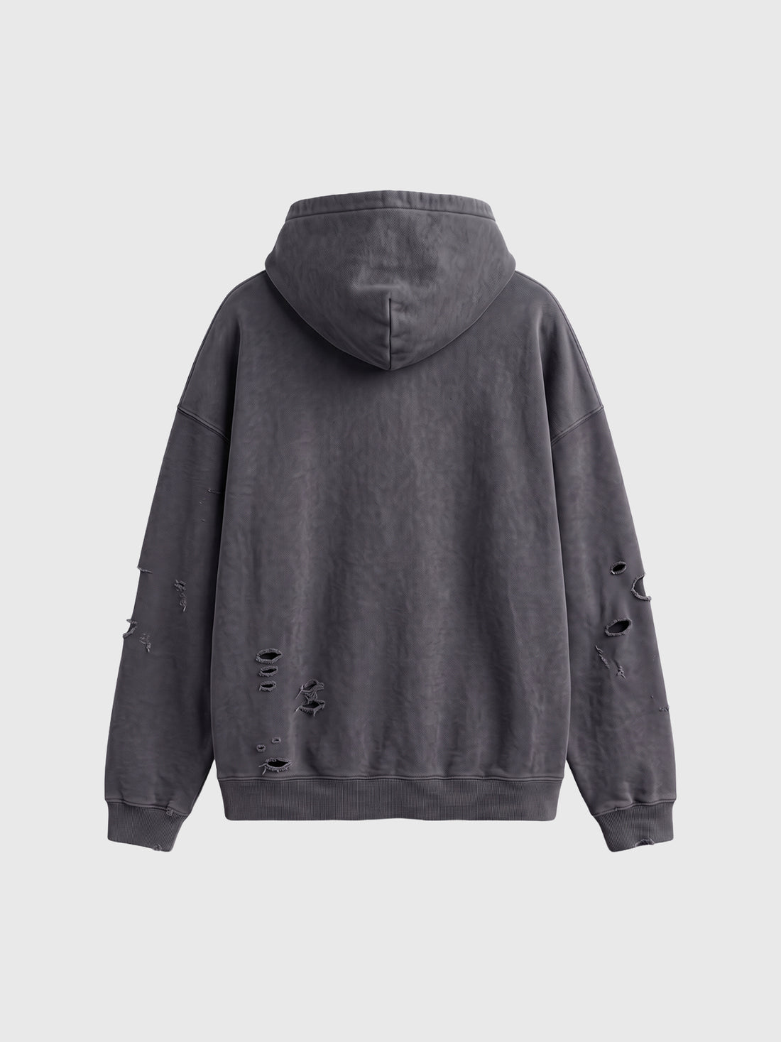 Co-ed Dorm Baggy Distressed Pullover Hoodie - Grey