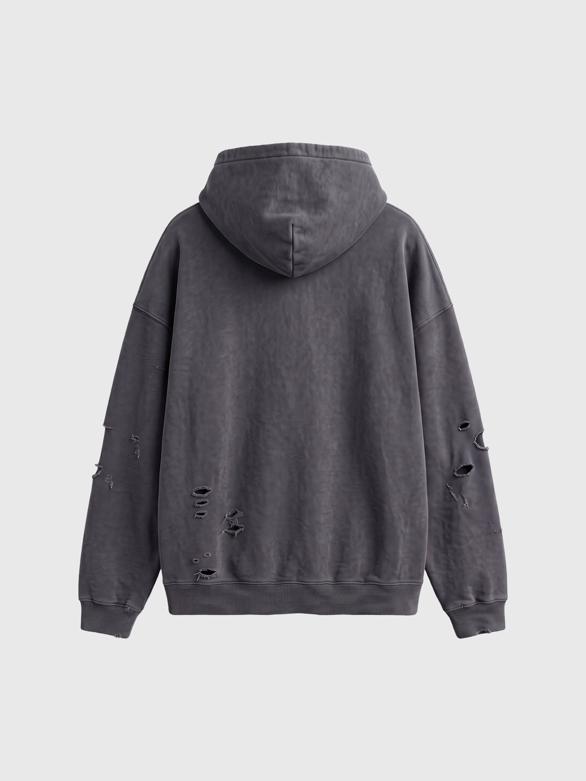 Co-ed Dorm Baggy Distressed Pullover Hoodie - Grey