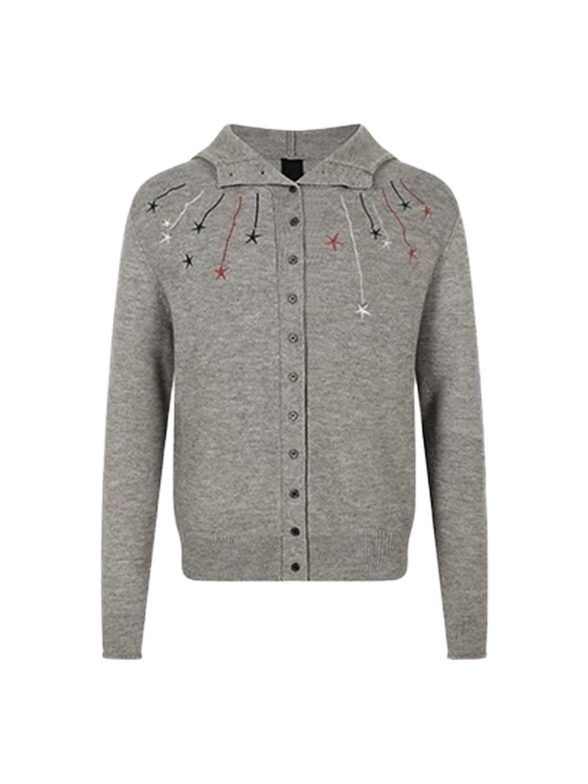 Co-ed Dorm Skimming Star Embroidery Zip-up Hoodie - Grey
