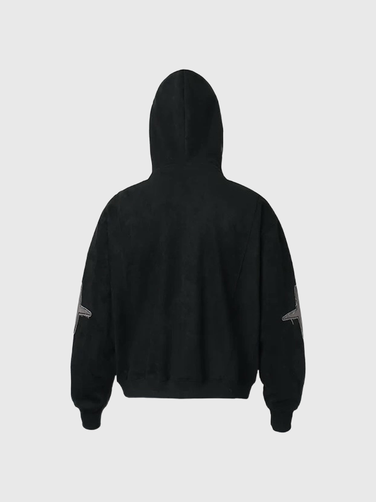 Co-ed Dorm Baggy Graphic Printed Zip-up Hoodie - Black