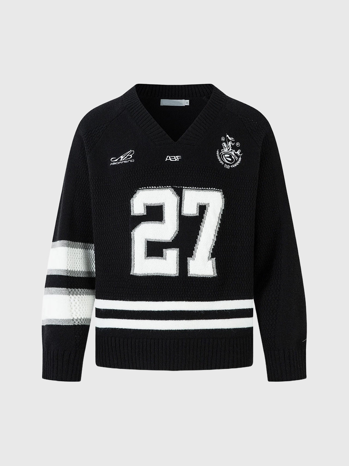 Co-ed Dorm V-Neck Jersey Number 27 Graphic Sweatshirt - Black