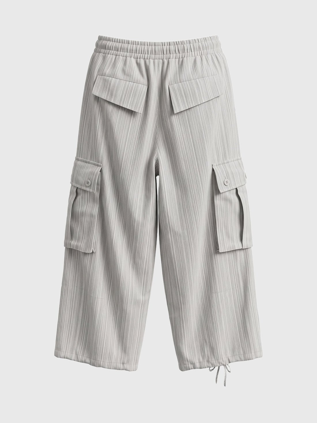 Co-ed Dorm Wide-leg Striped Cargo Pants - Grey