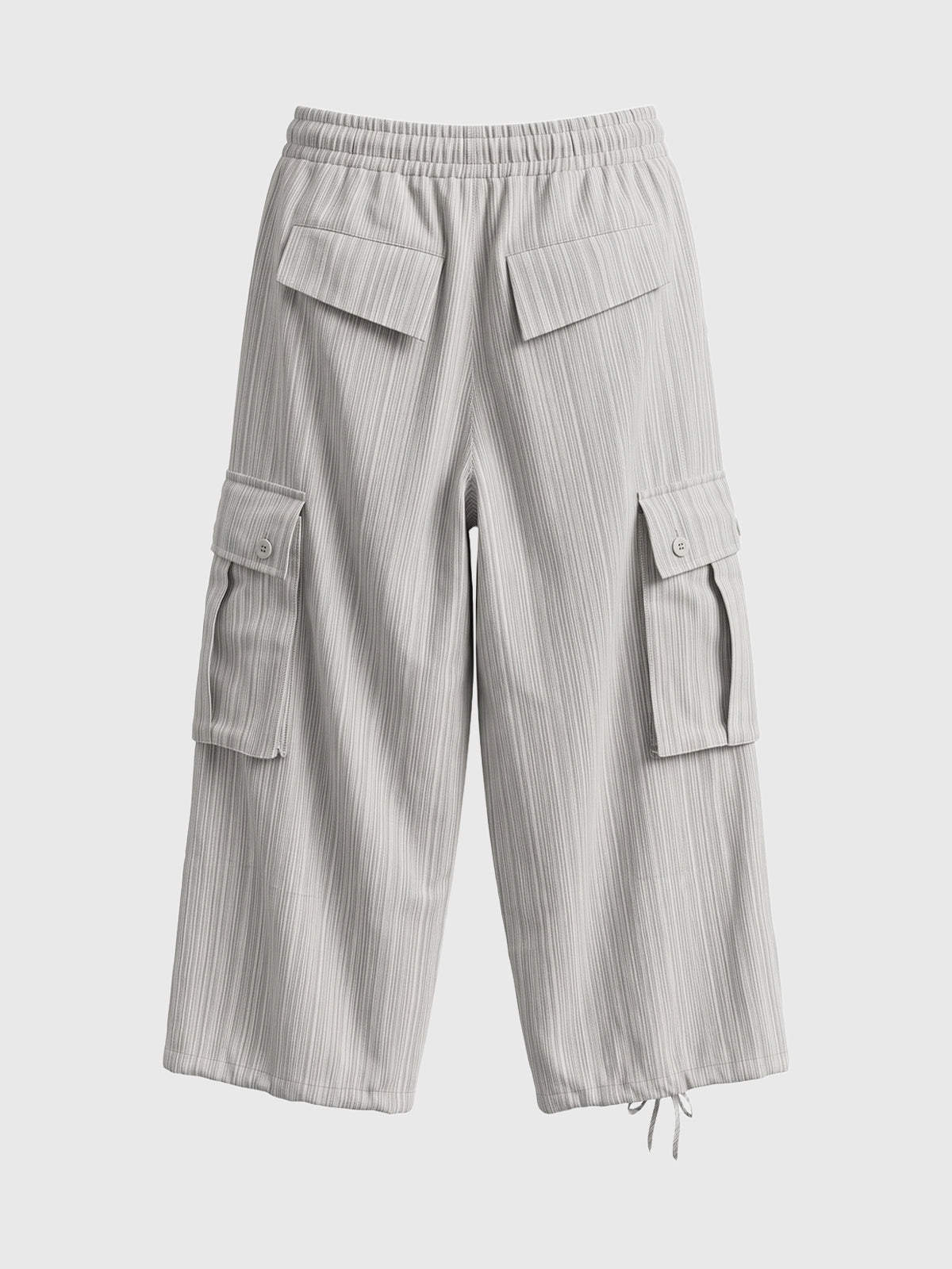 Co-ed Dorm Wide-leg Striped Cargo Pants - Grey