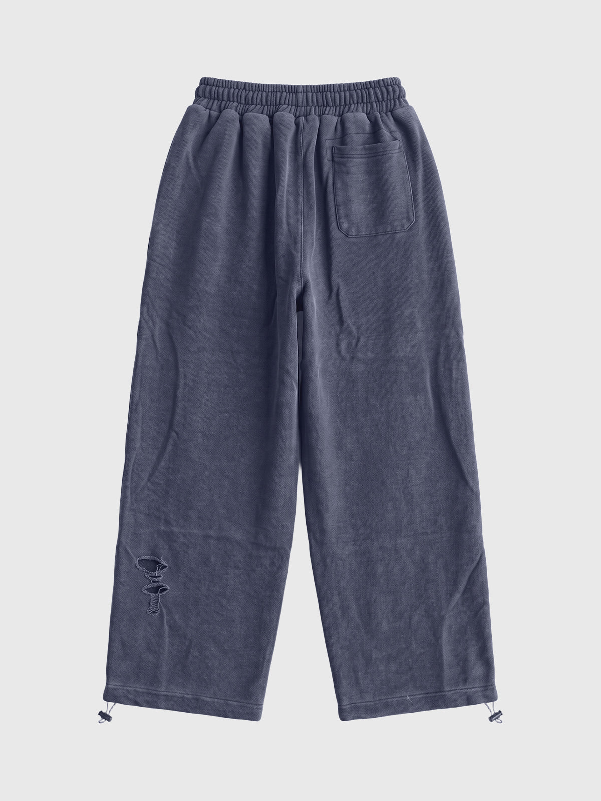 Co-ed Dorm Wide-leg Distressed Washed Pants - Blue