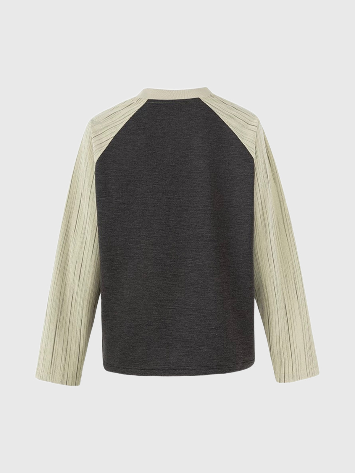 Co-ed Dorm Baggy Striped Raglan Graphic Sweatshirt - Beige