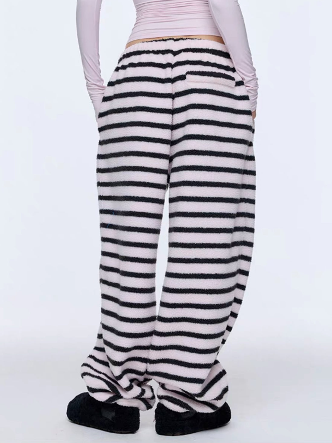 Co-ed Dorm Wide-leg Striped Casual Maxi Pants - Red