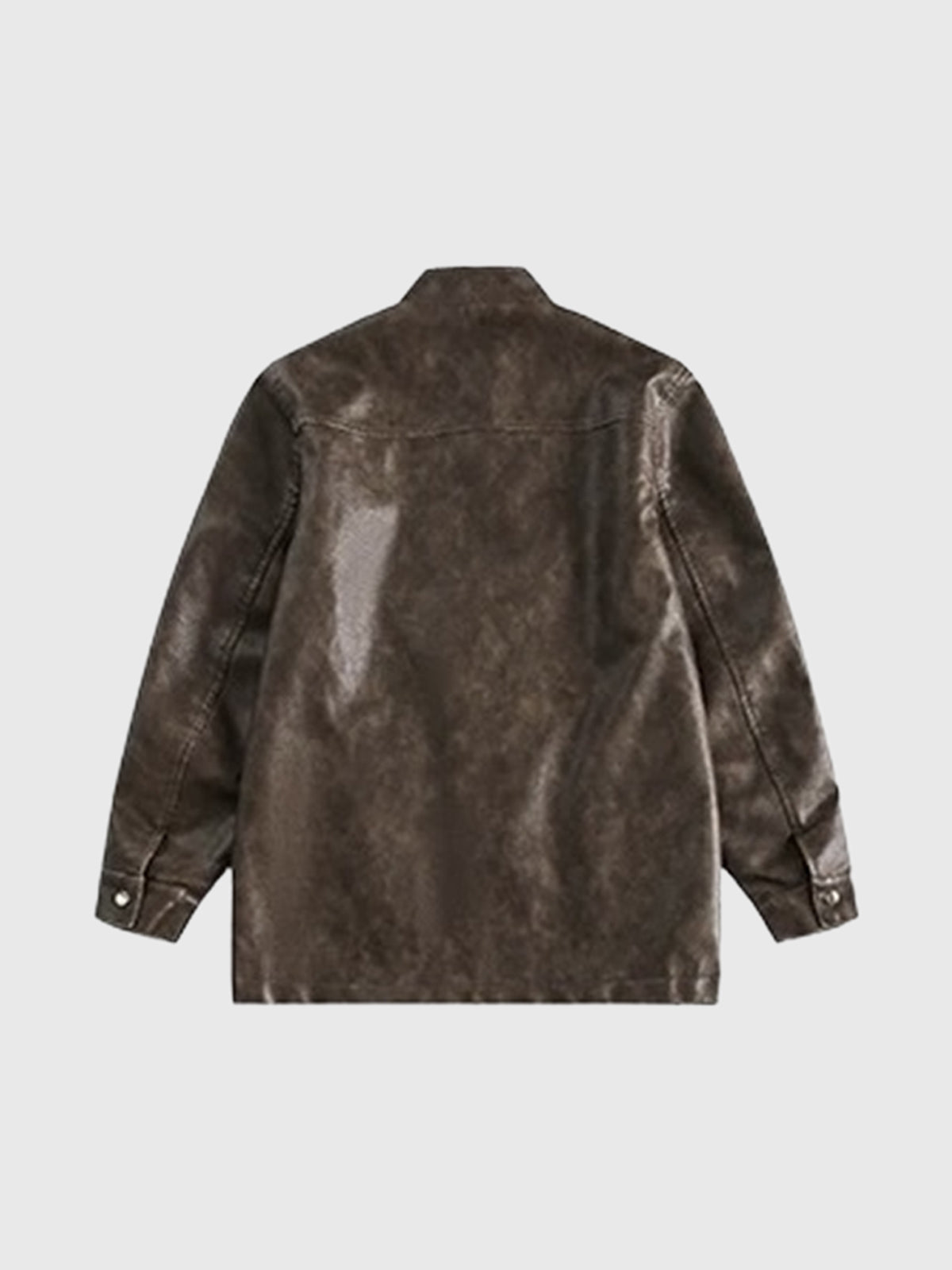 Co-ed Dorm Baggy Distressed Faux Leather Jacket - Brown