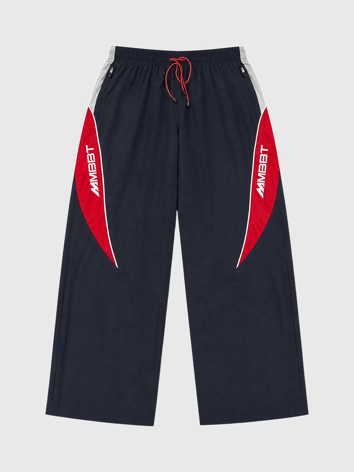 Co-ed Dorm Wide-leg Contrast Color Side Striped Sweatpants - Black