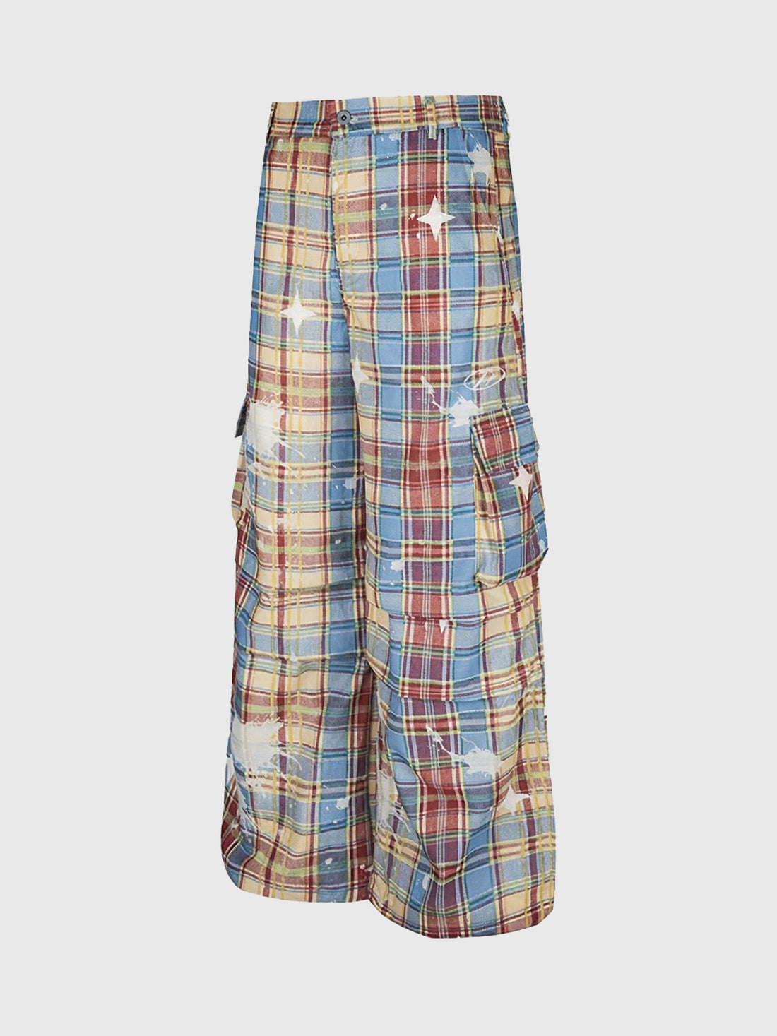 Schedule Overflow Washed Cargo Pants – Check Blue