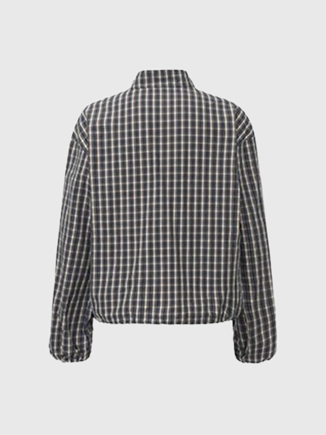 Co-ed Dorm Baggy Plaid Quarter-Zip Pullover Jacket - Blue