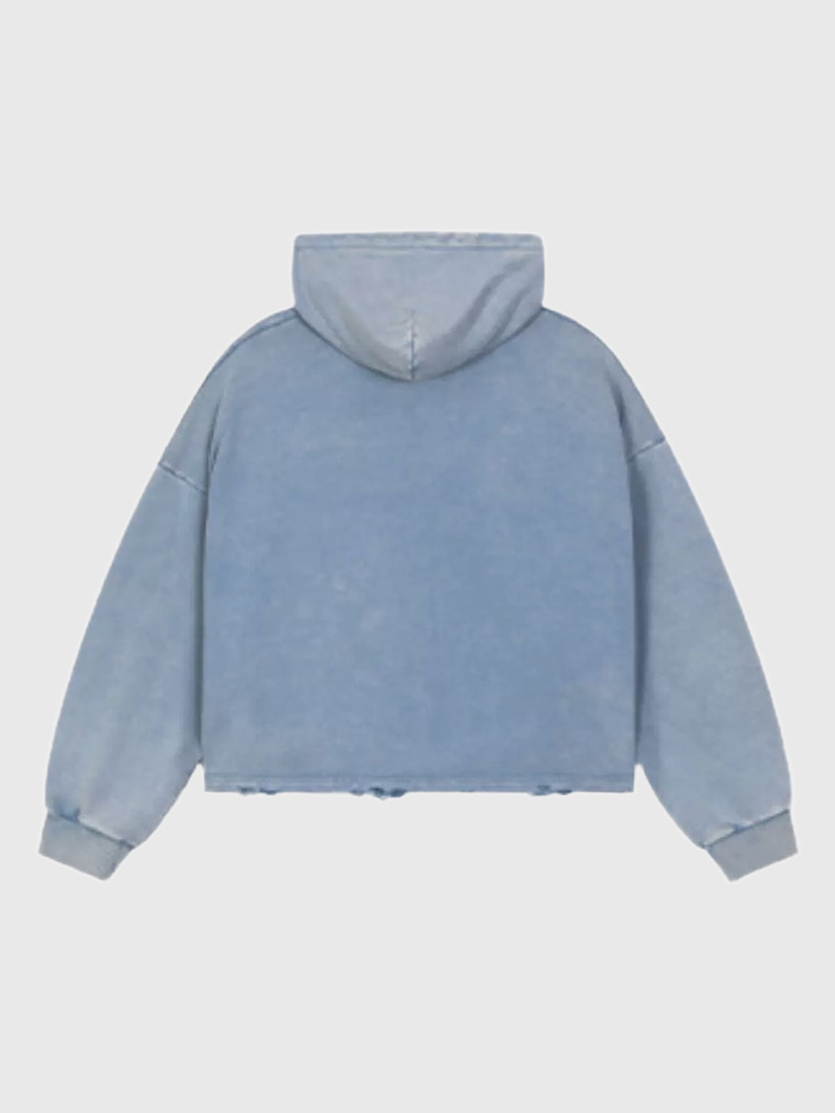 Co-ed Dorm Baggy Washed Knit Pullover Hoodie - Blue