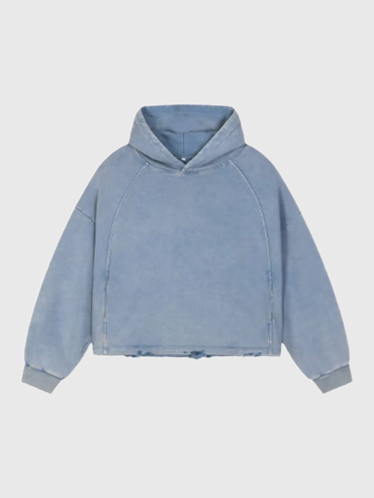 Co-ed Dorm Baggy Washed Knit Pullover Hoodie - Blue
