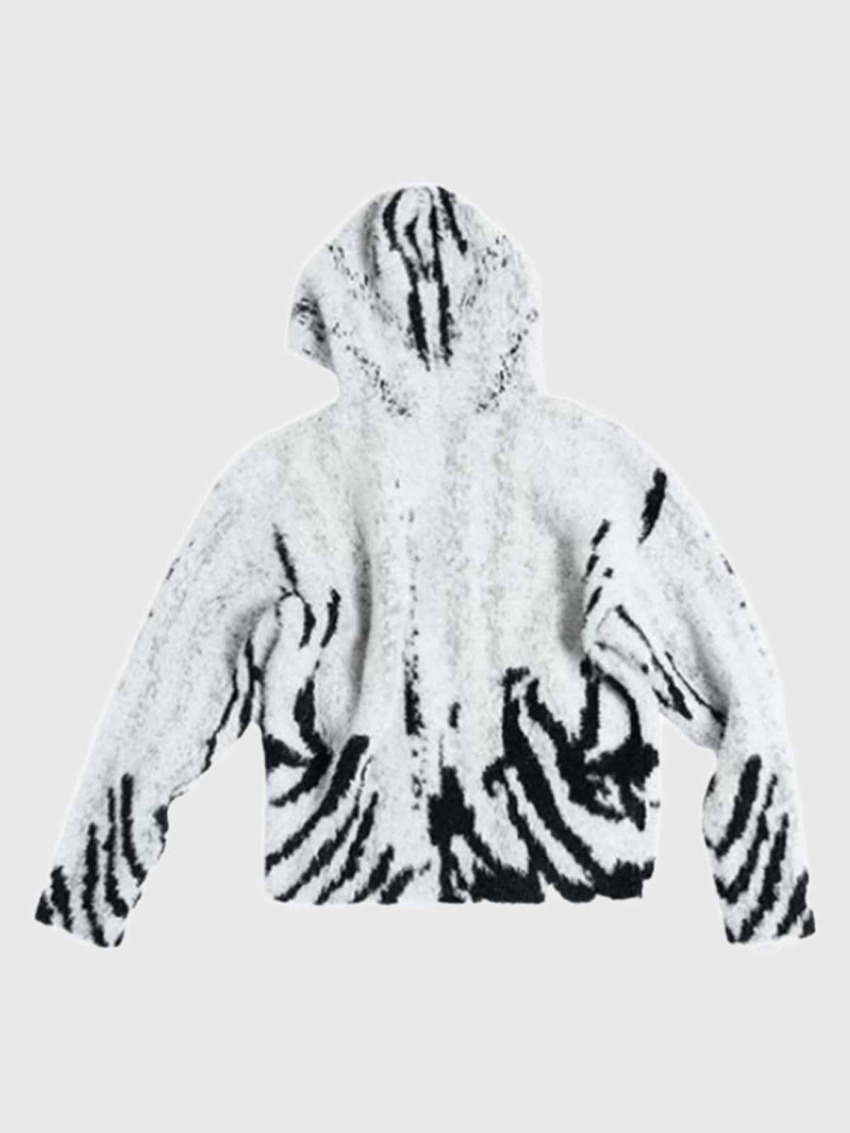 Co-ed Dorm Baggy Star Pattern Knit Zip-up Hoodie - Grey