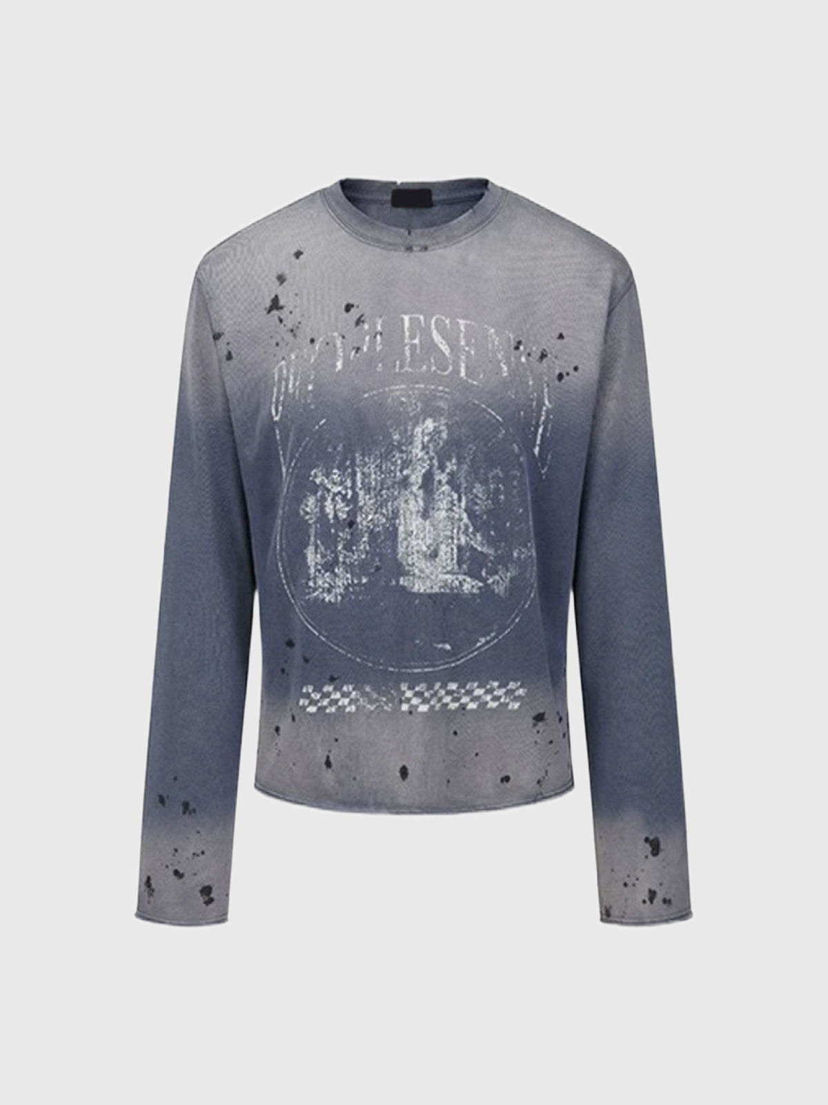 Co-ed Dorm Baggy Distressed Graphic Sweatshirt - Blue