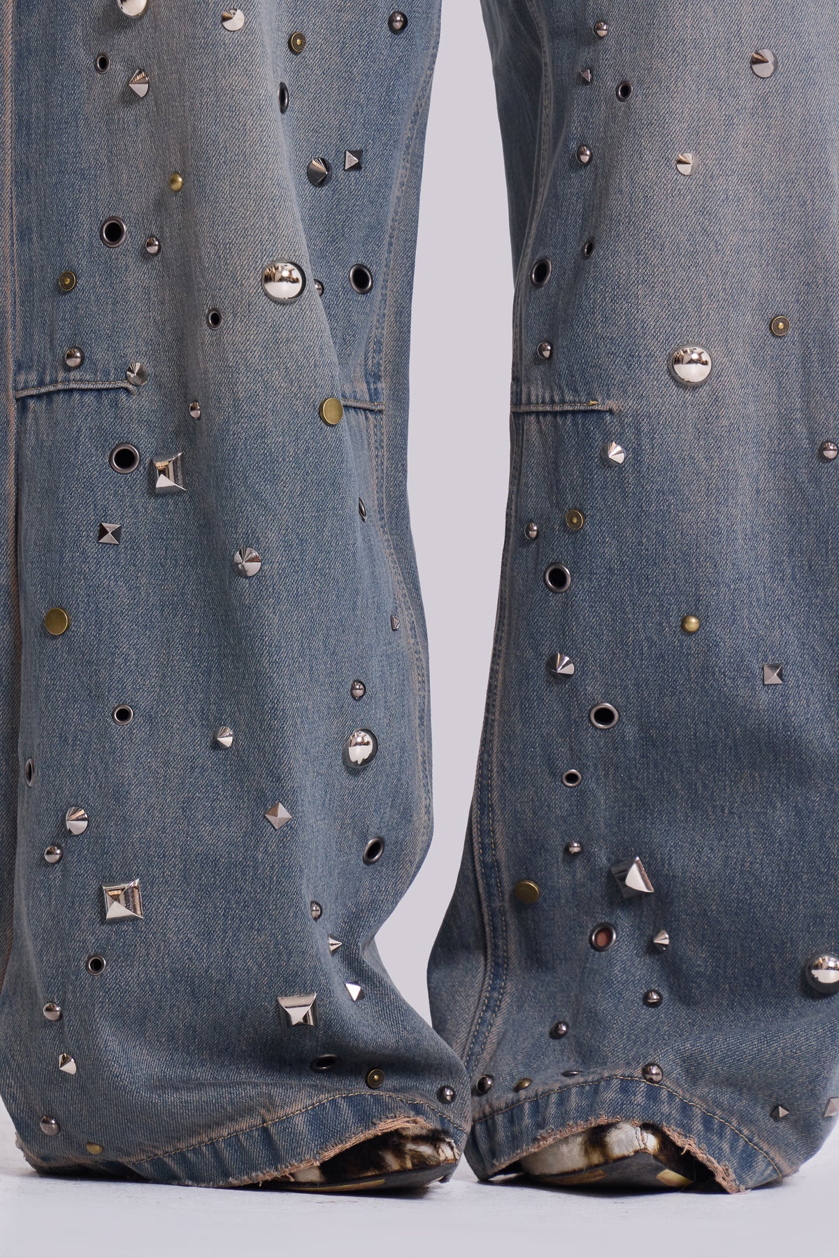 Co-ed Dorm Wide-leg Classic Washed Denim Maxi Pants - Blue