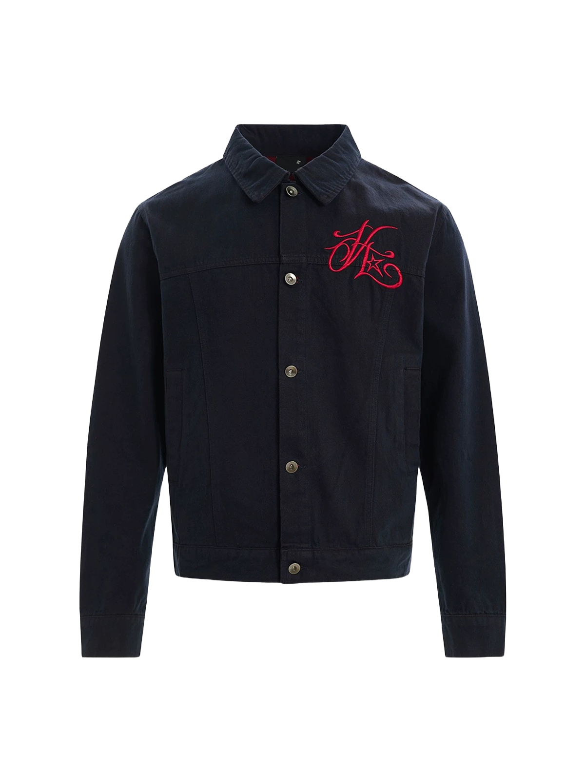Co-ed Dorm Baggy Embroidered Workwear Jacket - Black