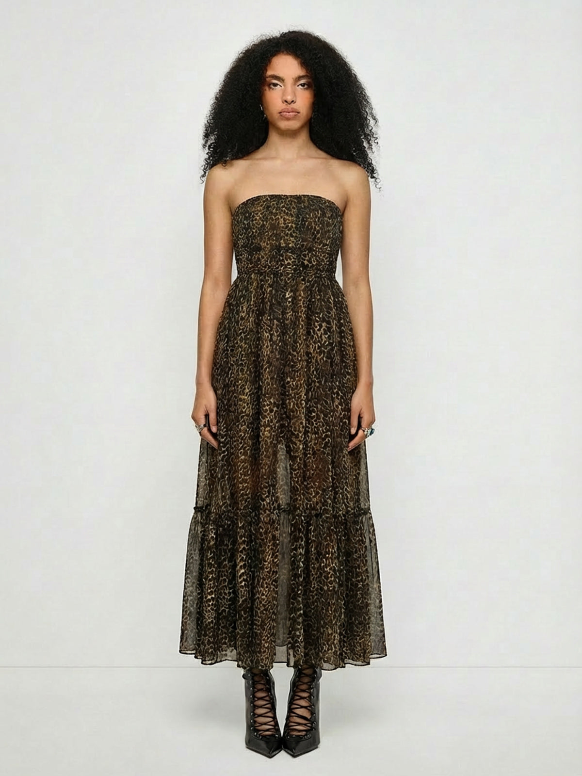 Open Claim Leopard Maxi Dress – Warm Fawn