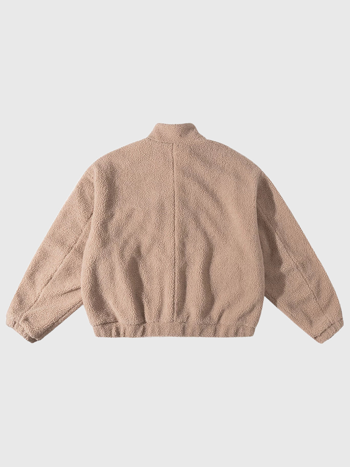 Co-ed Dorm Baggy Fleece Stand-Collar Jacket - Beige