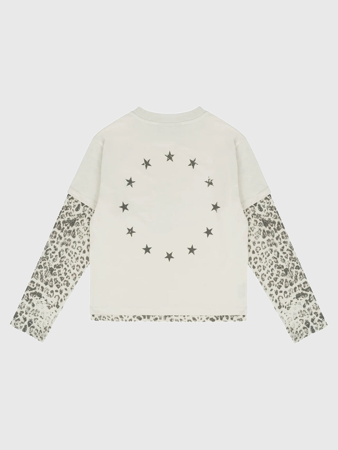 Co-ed Dorm Baggy Leopard Sleeve Graphic Sweatshirt - White