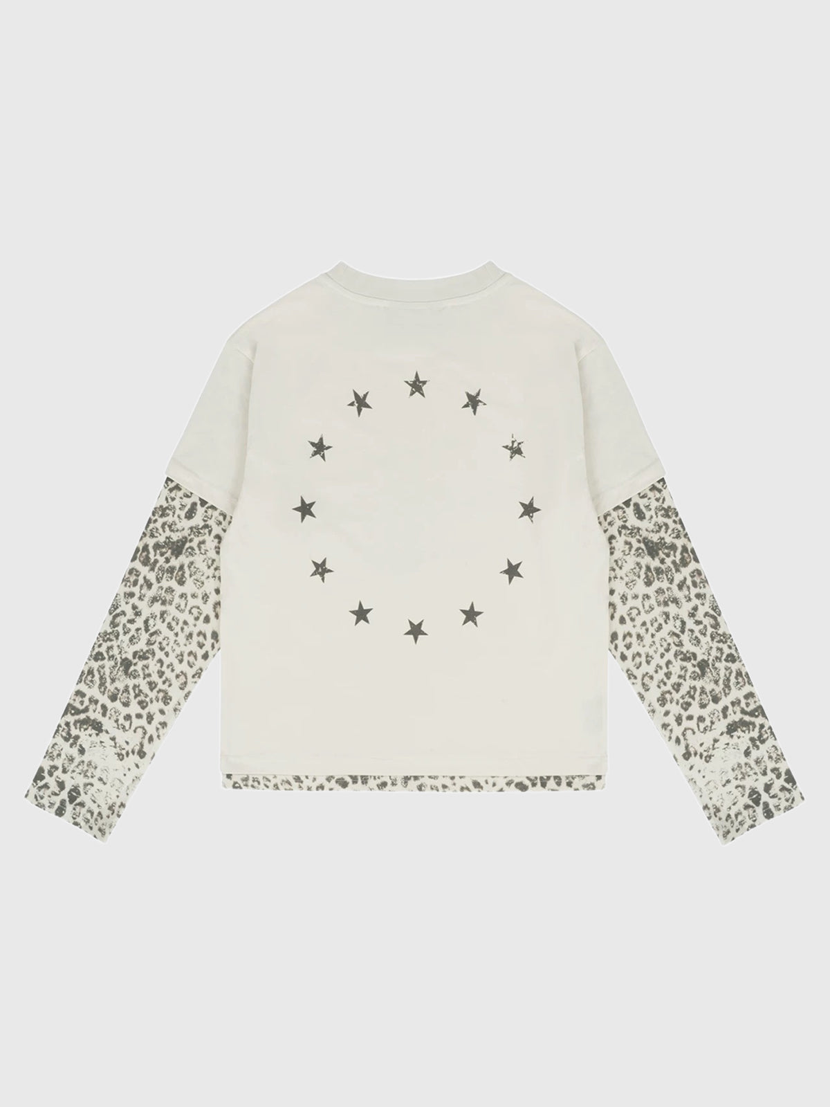 Co-ed Dorm Baggy Leopard Sleeve Graphic Sweatshirt - White