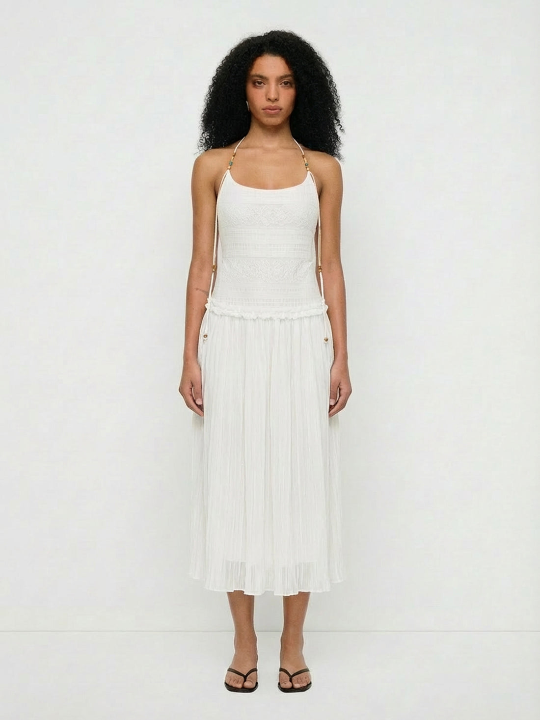 Still Touch Mesh Strap Maxi Dress – Chalk White