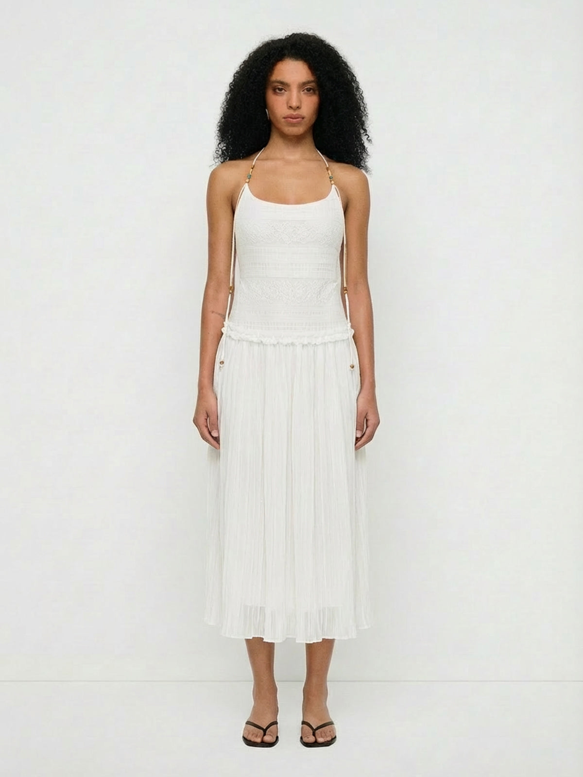 Still Touch Mesh Strap Maxi Dress – Chalk White