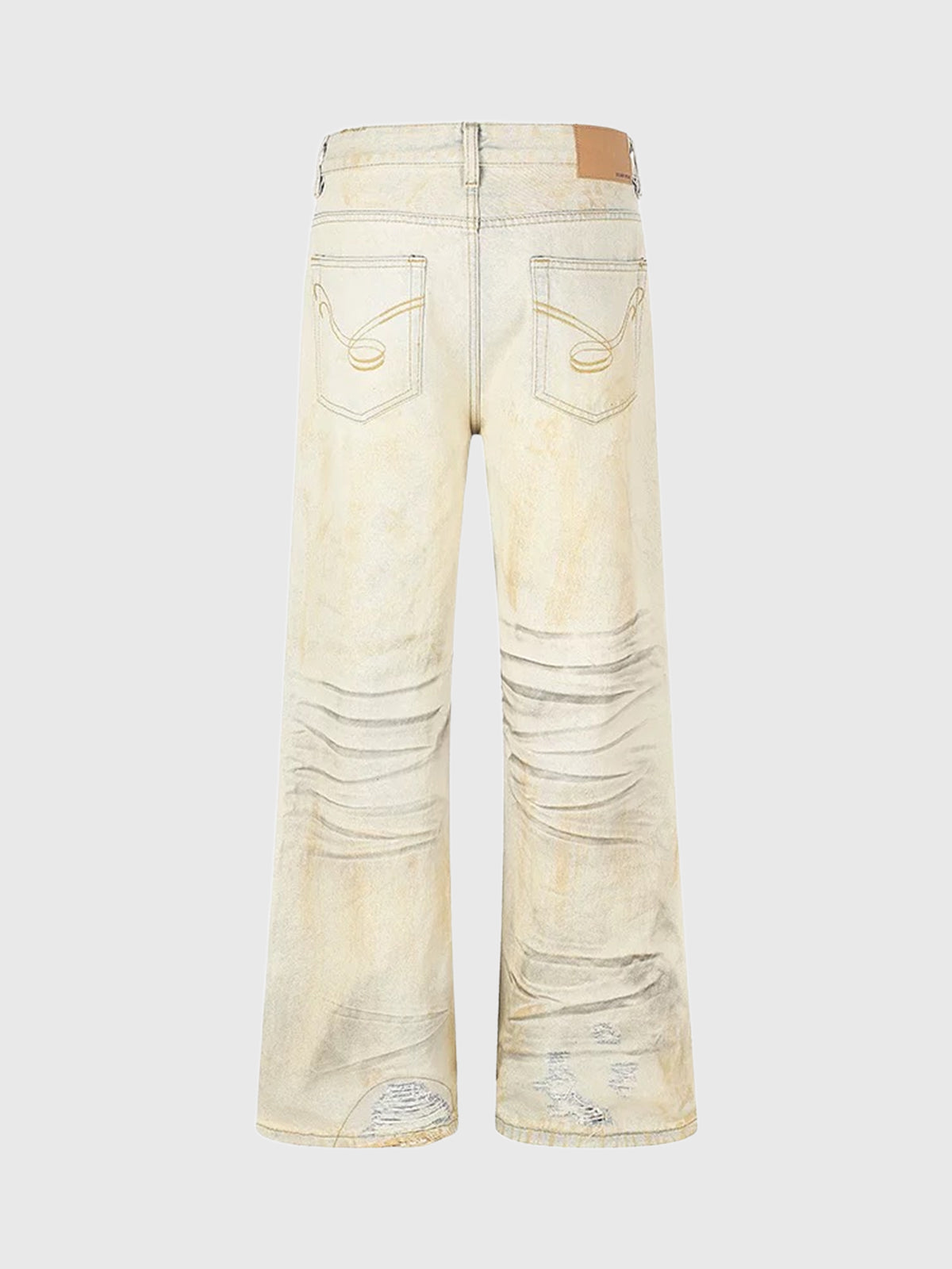 Co-ed Dorm Wide-leg Distressed Pleated Pants - White